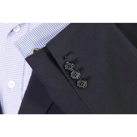 Custom Tailored Solid Navy Blue 2-Btn Wool Blazer Jacket 38S - Picture 7 of 10